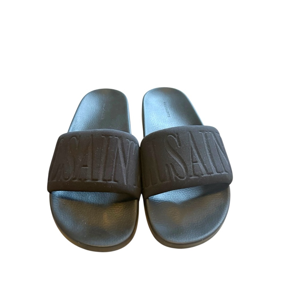 All Saints Black Slide Sandals